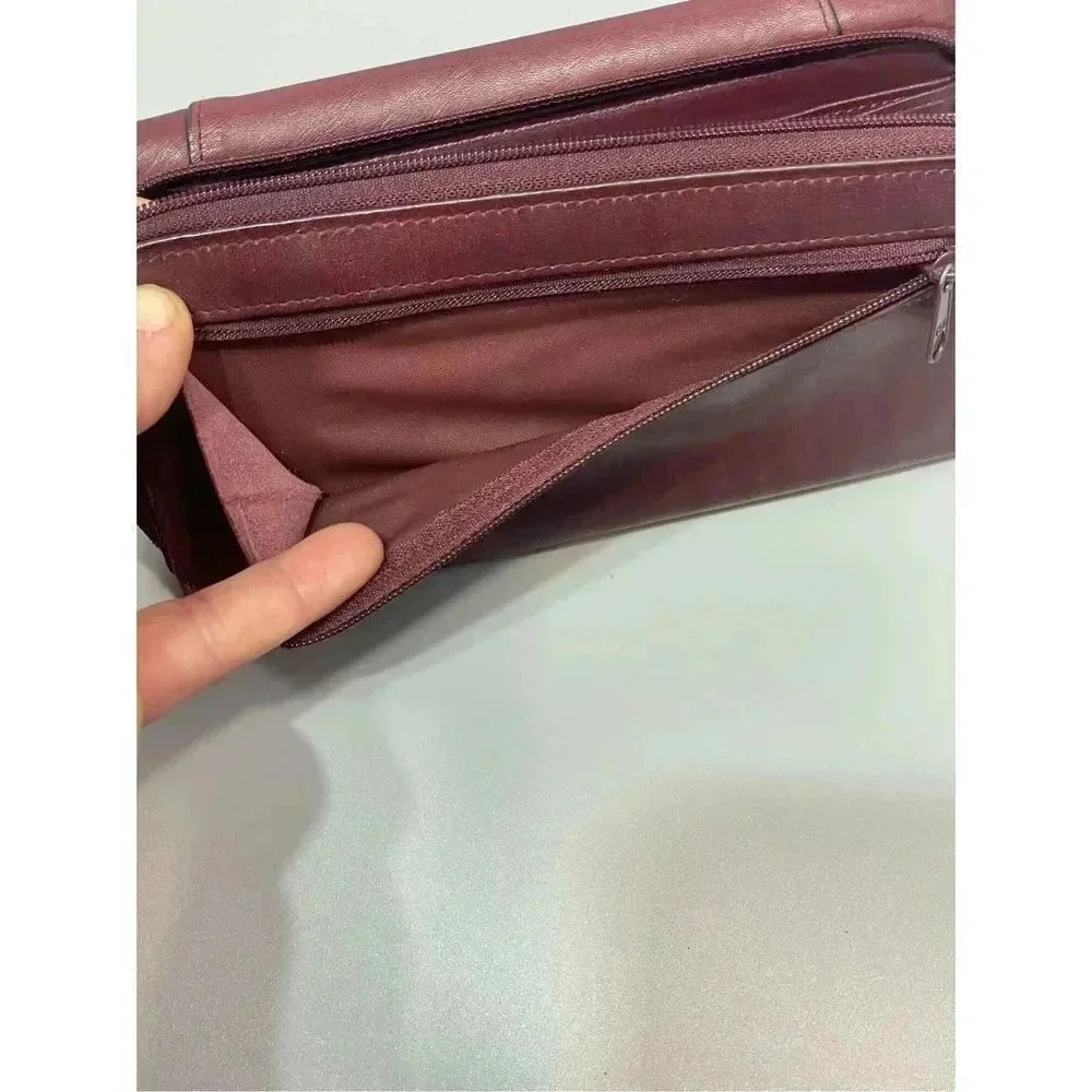Vintage | Buxton Marble Glazed Velvet Cowhide Bifold Wallet Purse with zippered - Picture 8 of 9